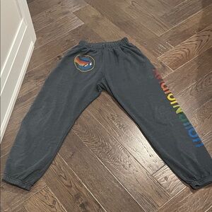 Aviator Nation Charcoal Joggers with Rainbow Logo
